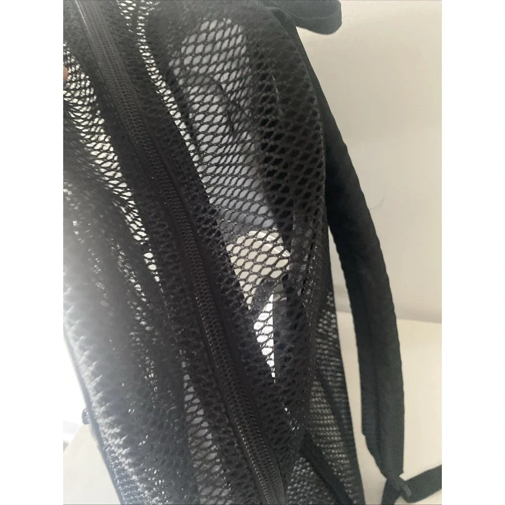 Jansport Mesh Backpack Black See Through Bookbag Hiking Travel Sport